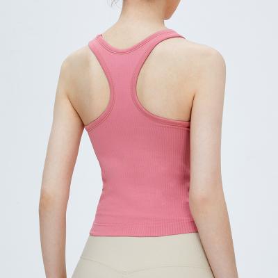 China Breathable Manufacturing Various U Neck Inset Chest Pad Sweatshirt Ribbed Underwear Yoga Shockproof Tops Back Beauty Sports Bras for sale