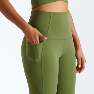 China High Quality Breathable Ladies Fitness High Waist Gym Pants Simple Recycled Yoga Leggings With Pocket for sale