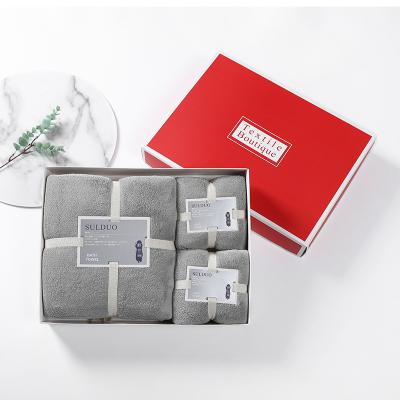 China Brand Quality Hypoallergenic Microfiber Custom Wholesale Luxury Towel Set Luxury Gift Box Set With Logo for sale