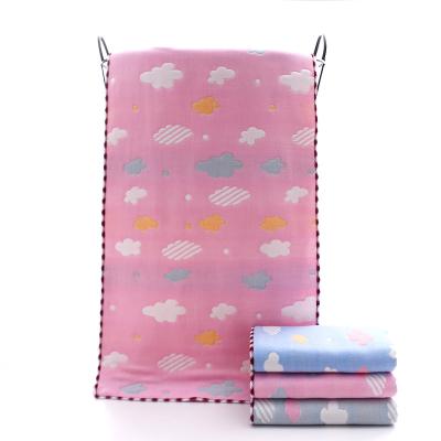 China New Style Child Safe Jacquard 6 Layer Gauze Baby Towel Kids Cotton Bath 100% Best Towel Gift For Baby for sale