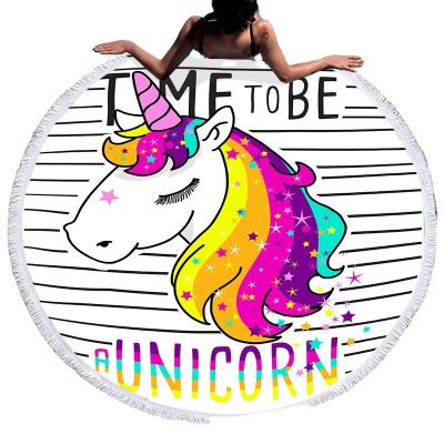 China High Quality Unicorn Kids Animal Round Beach Towel Sand Viable Microfiber Best Prices Free for sale