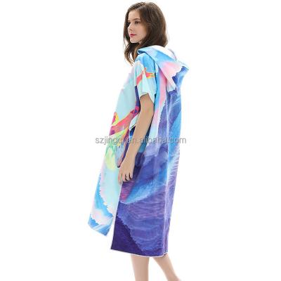 China China Microfiber Poncho Summer Towels Sublimation Beach Custom Printing Custom Printing Hooded Poncho for sale