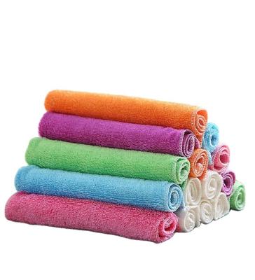 China Factory Wholesale Bamboo Fiber Kitchen Dishtowels Wash Dish Towels Cleaning Cloths Solid Color Solid Color Kitchen Cleaning Cloths Hypoallergenic for sale