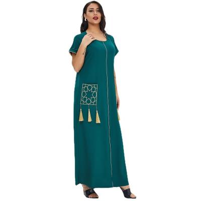 China Big Swing Ladies Summer Anti-wrinkle Short Sleeve Long Robe Middle East Dubai Robe Muslim Dress Long Dress for sale