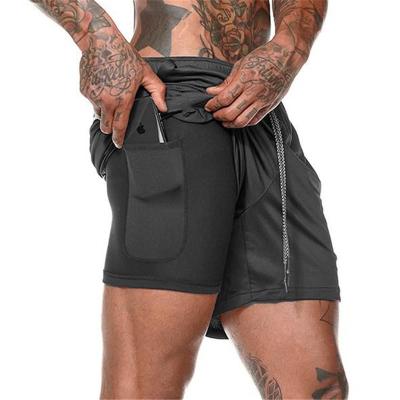 China Wholesale Custom Sportswear Anti-Wrinkle 2 Logo Shorts Men Sporty In 1 Jogger Workout Gym Shorts Running Tight Men Compression Shorts for sale