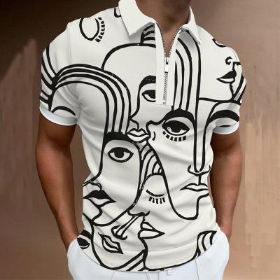 China 1028 Summer Mens Anti-wrinkle Polo Shirt Zip Up Collar Breathable Golf T-Shirt no. for sale