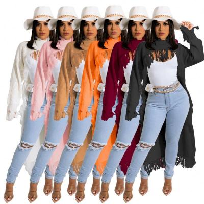 China new style Anti-wrinkle long knit pullover sweaters women long casual sweater fashionable tassel fringe high low women knitted sweater for sale