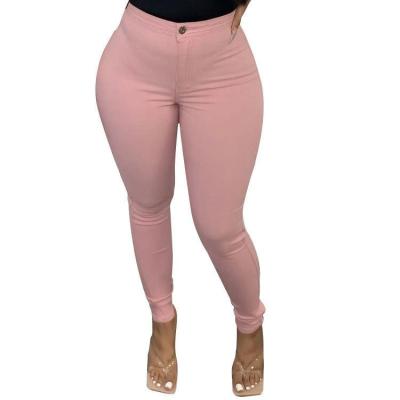 China New arrival plus size skinny jeans plus size women breathable pants plus size 3XL pink ladies pants wholesale for sale