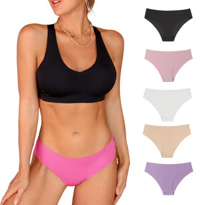 China Women ice panties breathable silk low-waist seamless laser cut one piece bragas traceless ropa underwear panties sin inner costura for sale