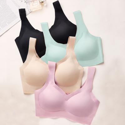 China Women's Wireless Sports Bra Fitness Sports Bra Yoga Bra Plain Seamless Comfortable Seamless V-Neck Bra for Ladies for sale