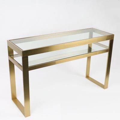 China China Supplier Modern Style Gold Side Table With Glass Desk for sale