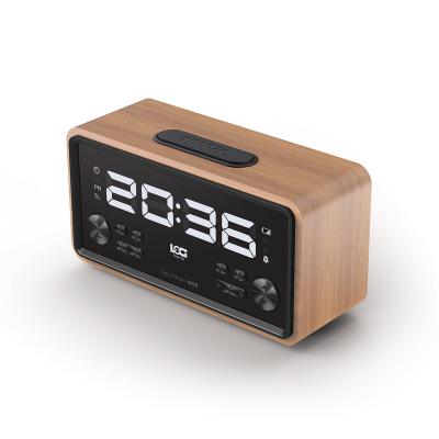 China Home Bedside Radio Wooden Clock Radio Wireless BT Speaker for sale