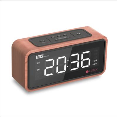 China Wooden Wooden Clock Radio With BT Speaker /3 Brightness Dimmer /LED Display for sale