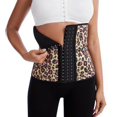 China 2021 Designers Waist Shaper Antibacterial Cincher Leopard Latex Rainers Corset Waist Cincher Waist Trainers for sale