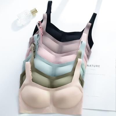 China Jelly Strip Bralette Removable Wire Free Natural Latex Seamless Comfort Underwear Silk Bra QUICK DRY for sale