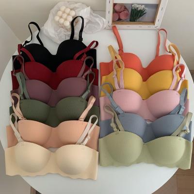 China Girl's Underwear Push Up Small Comfortable Seamless Bra Women's Seamless Chest Gathered Japanese Colorful One-Piece QUICK DRY Sexy for sale