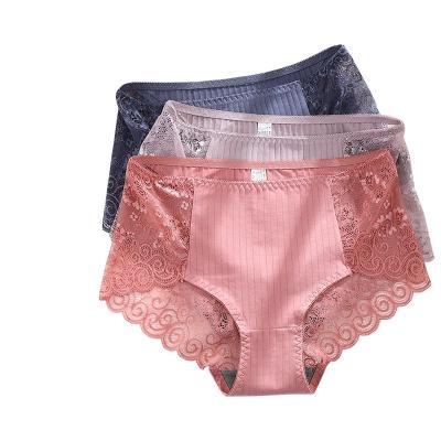 China Antibacterial Plus Size Lace Ladies Panties Women's Breathable Graphene Pure Cotton Seamless High Waist Briefs for sale