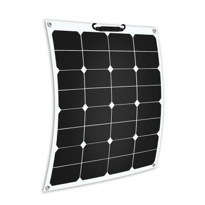 China Monocrystalline flexible solar panel 50W high efficiency car solar panel ETFE infill laminate 535X555X2.5MM for sale