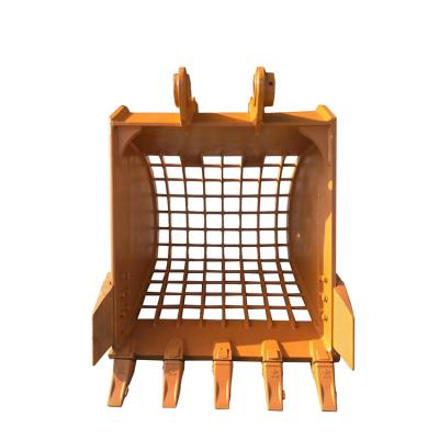 China Q355B Excavator Skeleton Bucket Yellow Black Sieve Excavator Crusher Bucket for sale