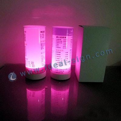 China Modern Style Chargeable LED Acrylic Menu Holder Cylindrical Shape 193(H)*82(D) MM for sale