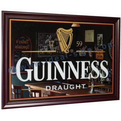 China Indoor Beer Bar Mirrors With Wooden Frame Advertising Board for sale