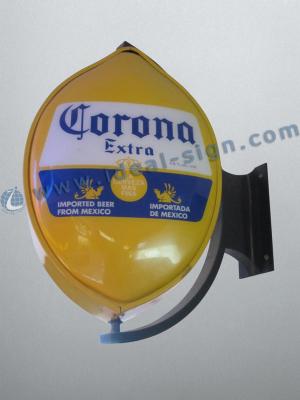 China Lemon shape Rotating Outdoor Vacuum Formed Signs Metal Frame Blister Light Box for sale