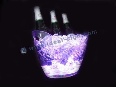 China Round Wave Edged Ps Led Ice Bucket For Chill Wines With Rechargeable Battery for sale