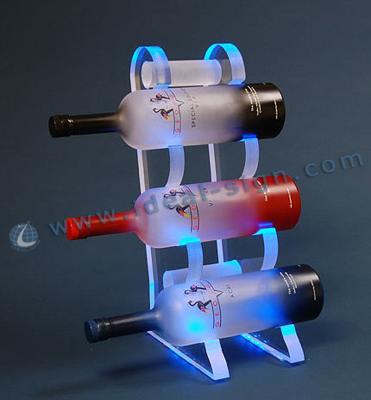 China Customized Acrylic Lighted Liquor Bottle Display Shelf with 3-bottle holder for Bar / Club for sale