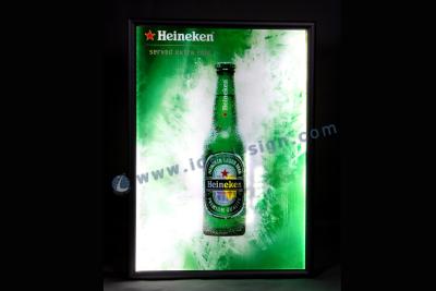 China Aluminum Frame Slim LED Sign / Hanging Heineken Lighted Signs Wall Mounted for sale