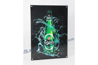 China Crystal Led Ultra Slim LED Sign For Bar Decoration Board with Carlsberg Beer Bottle for sale