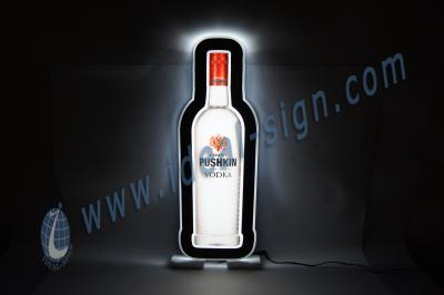 China Silk printing Pushkin vodka Slim LED Sign Waterproof in bottle shape for sale