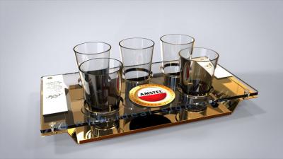 China Indoor Double Deck Acrylic And Aluminum Serving Trays for Beer Drinks for sale