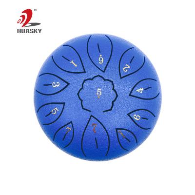 China Carbon Steel Alloy New Design 6 Inch 8 Tone Drum Percussion Instrument Steel Tongue Drum With Drum Mallets for sale