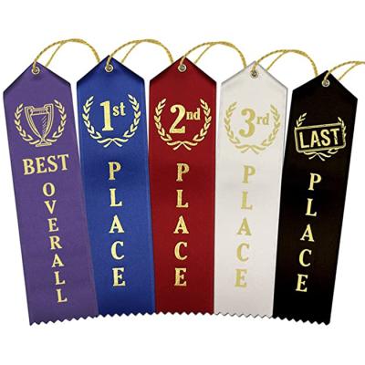 China Award Ribbons Wholesale Custom Hot Stamped Gold Printed Award Ribbons 1st 2nd 3rd Place for sale