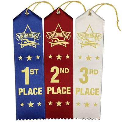 China Hot Stamping Printed 1st - 2nd - 3rd Place Award Ribbons Swimming Award Ribbons Custom for sale