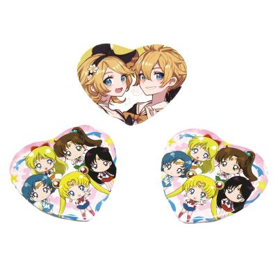 China Heart Shape Badge Customized Anime Metal Pin Button Badge Heart And Star Shaped Badge for sale