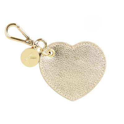 China Sedex Audited Fashionable Gold Heart PU Key Chain PU Leather Keychain for sale