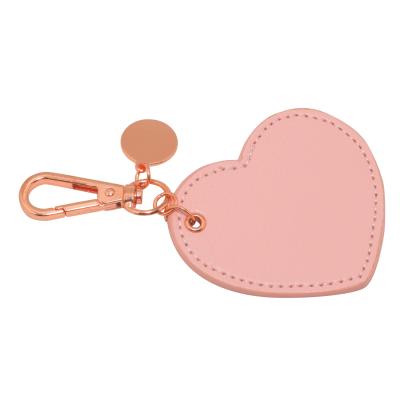 China Sedex Audited Pink Logo Heart Shape Custom Shape Leather Key Chain for sale