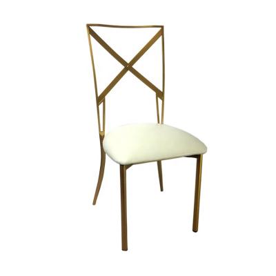 China Contemporary Wholesale Wedding Cross Chameleon Metal Back Stacking Chair For Wedding Used for sale