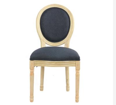 China Contemporary French Country Style Fabric Louis Dining Chair Oval Back Solid Wood Frame Antique Elegant Chair for sale