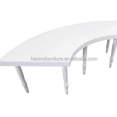 China Contemporary Serpentine S Shape Banquet MDF Top White Half Moon Dining Hotel Wedding Table for sale