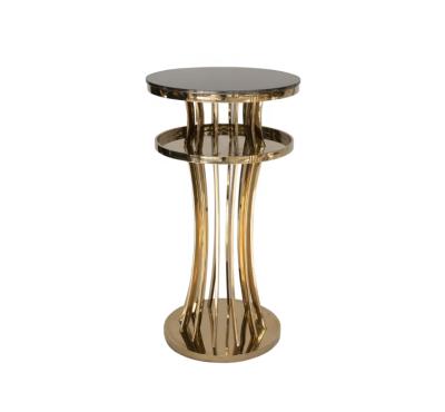 China Modern Round Industrial Stainless Steel Glass Top Metal Bar Stool European Table And Chairs Retro Set For Party Hotel Used for sale