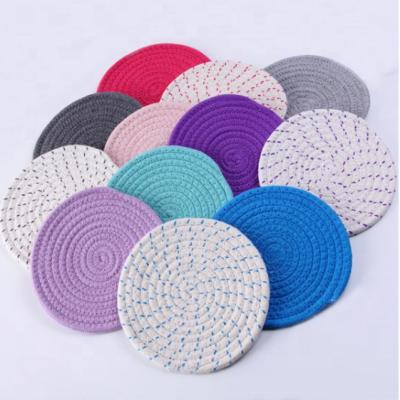 China Sustainable Hand - Woven Mats Western Tableware Insulation Slip Mats Non Woven Cotton Rope Place Mat Kitchen Dining Table Pads Cup Coasters for sale