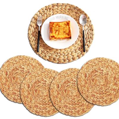 China Handwoven Water Sustainable Round Hyacinth Placemat, Weave Round Place Mats, Braided Straw Table Mat for sale