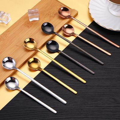 China Stocked Coffee Dessert Custom Set Gift Korean Metal Small Long Handle Stainless Steel Gold Silver Brass Tea Spoon for sale