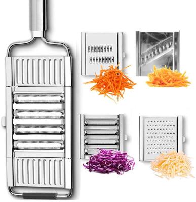 China Kitchen Multifunctional Stainless Steel Plate Zester Slicer Vegetable Cleaver 4 In 1 Cheese Grater for sale