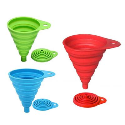 China Sustainable Household Portable Kitchen Tools Food Grade Silicone Funnel Can Be Folded for sale