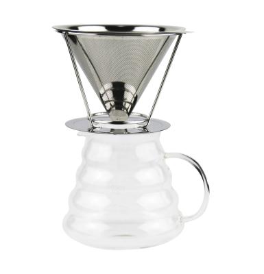 China 600ml Borosilicate Pitcher Glass Kettle Glass Chain Teapot Heat Resistant Transparent Coffee Viable Pour Over Coffee Server for sale