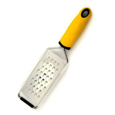 China Sustainable Kitchen Stainless Steel Citrus Lemon Zester Cheese Grater With Non-Slip Grip Handle for sale