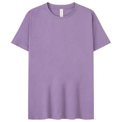 China High Quality Super Soft 100% Cotton Anti-wrinkle Custom Lavender Purple Short Sleeve Fitted Women T-shirt for sale